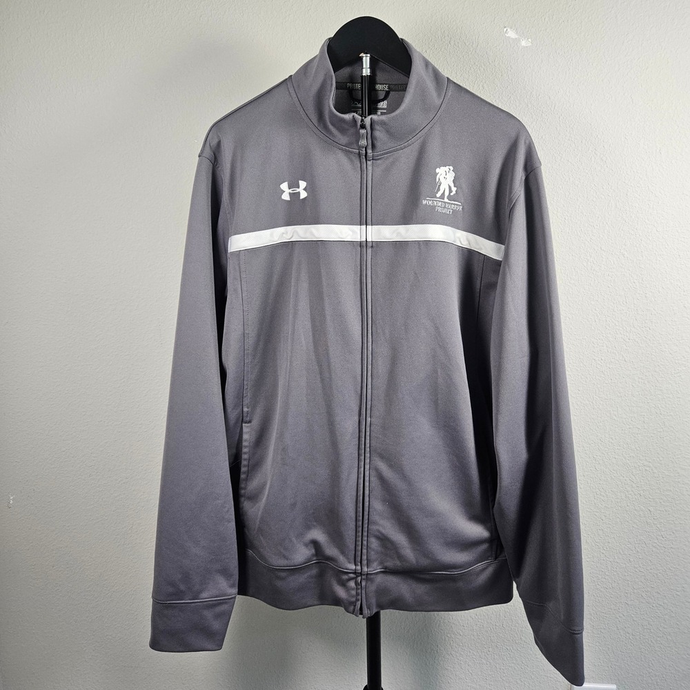 Under Armour Track Jacket Men XL Gray Wounded Warrior Project Sporty Athleisure